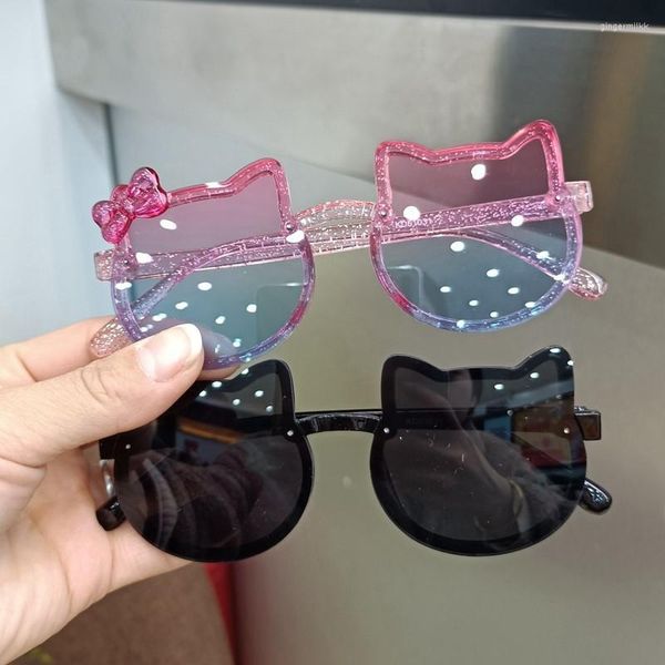 Солнцезащитные очки оптовые летние дети милый котенок акриловый лук на открытом воздухе бокалы для защиты девочек классические дети мальчик