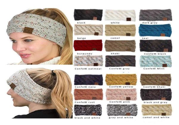 21Colors CC Hairband Colorful Knitted Crochet Headband MOK Winter Ear Warmer Elastic Hair Band Wide Hair Accessories DH5408739
