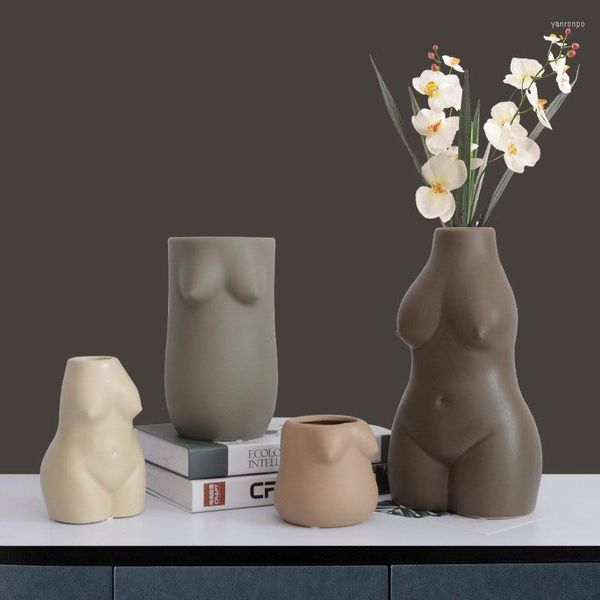 Vasi Corpo Arte ceramica Nudo femminile Manuale Astratto Vaso di fiori secchi Mobile TV per la casa Accessori per soggiorno desktop