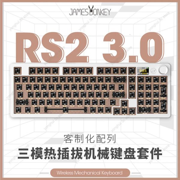 Tastaturen James Donkey Rs2 3 0 Mechanisches Tastatur-Kit 98 Layout-Dichtung Pro Swap Multifunktionaler Farbbildschirm Angepasst 231117