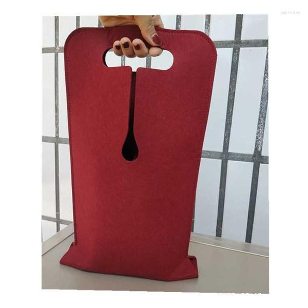 Confezione regalo 2 pezzi Borsa annuale in feltro spesso di alta qualità Borsa ambientale distanziatore per doppia bottiglia portatile per vino rosso