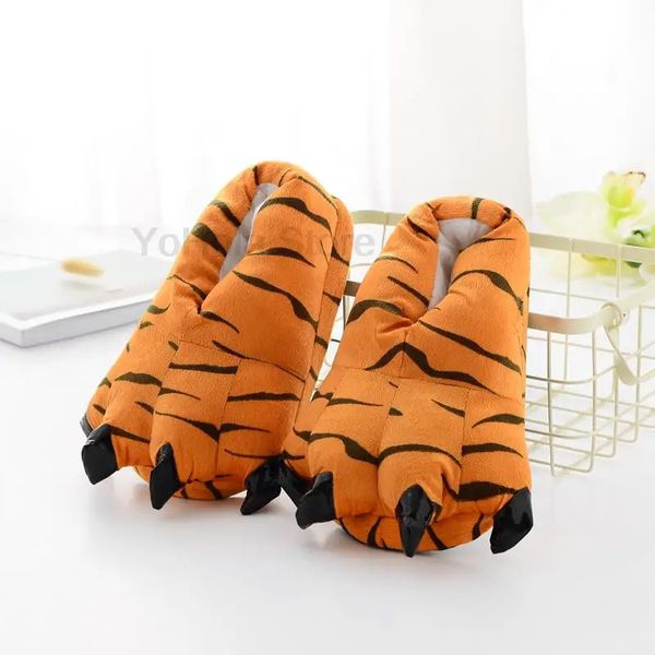 Chinelo macio tigre pata animal chinelos engraçados para crianças homewear casa chinelo sapatos sala de algodão tecido sapatos meninos inverno quente shose 231117