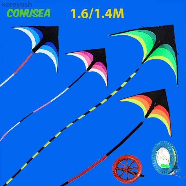 Acessórios de pipa 1.6m 1.4m grande pipa voando 6m 4m cauda vento pipas para adultos crianças crianças carretel roda brisa fácil de voar brinquedos ao ar livre jogos sportl231118