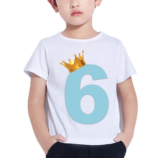 T-Shirts Kinder T-Shirt Kundenspezifische Geburtstagszahl Krone Jungen T-Shirts Mädchen Kleidung Personalisierte Oberteile Kinder T-Shirts Babykleidung 230418