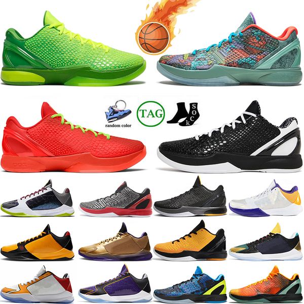 Scarpe da basket Mamba 6 Protro Mambacita Grinch Think Pink 5 Alternate Bruce Lee Del Sol 6 Protro Grinch Big Stage Laker 3D Lake Sport all'aria aperta da uomo