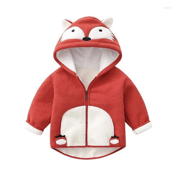 Giacche Bambini Cappotto spesso Neonati maschi Ragazze Bambini Giacca calda Manica lunga con cappuccio Cartoon Animal Design Pile polare Primavera Autunno Goccia Dh43X