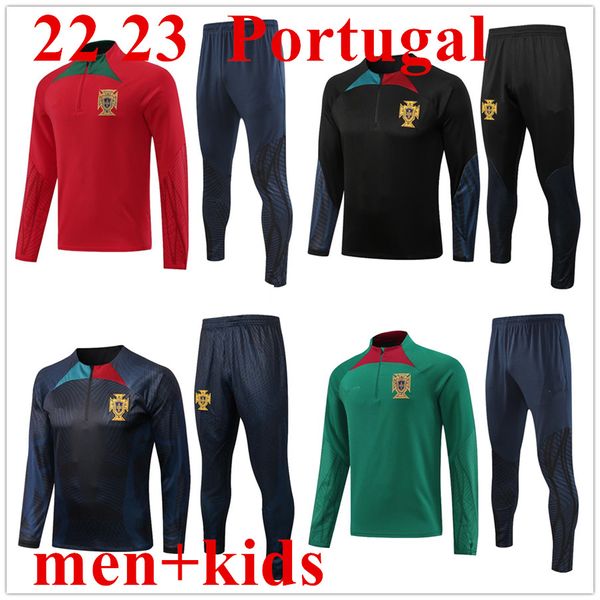 22 23 Portugiesische Trainingsanzüge LOGO-Stickerei Fußball Trainingsanzug 22/23 Herren Kinder PortugaL Sportbekleidung Outdoor-Jogging-Shirt