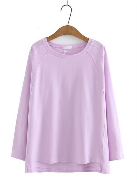 T-shirt da donna Taglie forti Modelli primavera autunno da donna T-shirt a maniche lunghe Tinta unita Top in cotone elasticizzato Per donne grasse fino a 200 libbre 230418