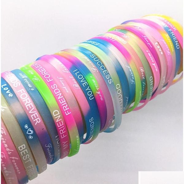 Jelly Jelly Whole 100PCSpack Mix Lotto Luminoso Glow In The Dark Sile Braccialetti Bracciale Brand New Drop Uomo Donna Regali per feste7693075 Je Dhnp8