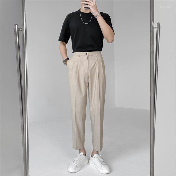Herrenanzüge Anzughose Männer Lose Beiläufige Streifenhose Mann Korean Streetwear Jugendstil Knöchellangen Blazer Männliche Hose