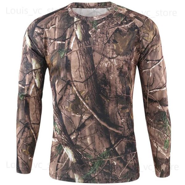 Herren-T-Shirts, langärmelig, Camouflage-T-Shirt, im Freien, schnell trocknend, Wandern, militärische taktische T-Shirts, Herren-Jagd- und Camping-Shirts, Markenkleidung T231118