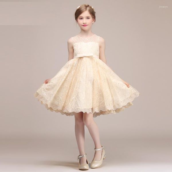 La ragazza veste i bambini Flower Princess Skirt Wedding Piano Performance Spring Lace Summer Abito femminile