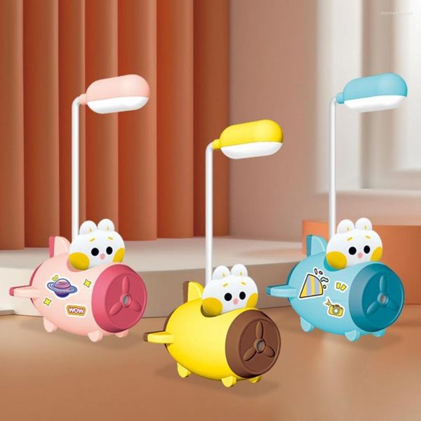 Lampade da tavolo Lampada da lettura con temperamatite 1 set Cartoon LED ad alta luminosità Design con tubo flessibile senza sfarfallio Protezione per gli occhi ricaricabile