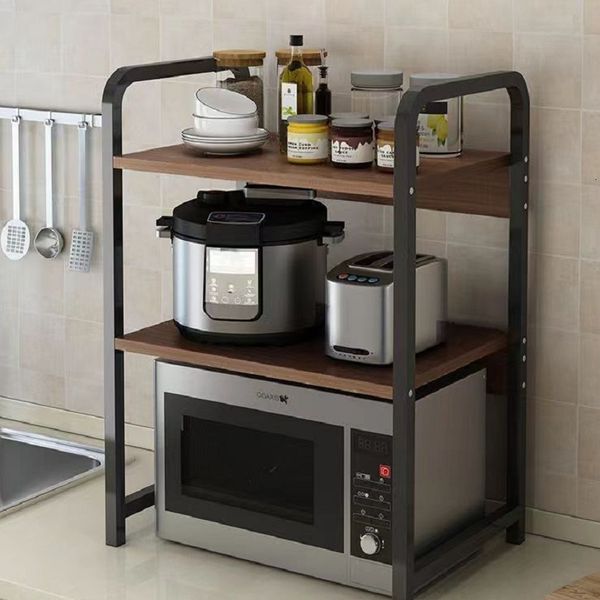 Portaoggetti Rack Scaffalature da cucina Forno a microonde a tre strati Controsoffitto per uso domestico Forno da tavolo Condimento 230418