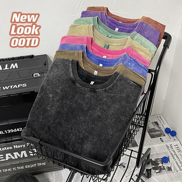 Herren T-Shirts Sommer Qualität Übergroßes Acid Washed Shirt Männer Vintage T-Shirts 2023 Streetwear Y2k T-Shirt Mädchen Lose Tops