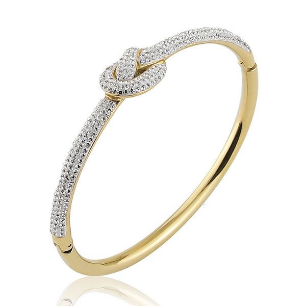 Pulseira de aço inoxidável jóias pulseiras de cristal fundição concêntrica nó pulseira para mulheres que amam presentes atacado 230419