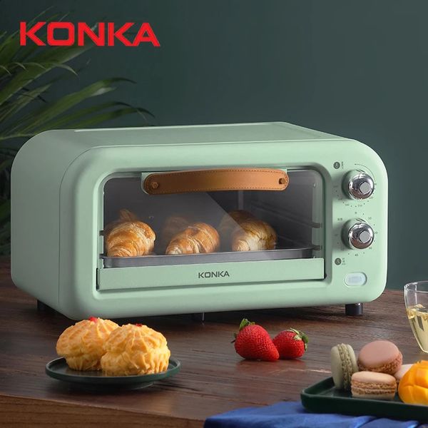 Backen Gebäck Werkzeuge KONKA Elektroofen 12L 800W Green Kitchen Multifunktionaler kleiner Bräter für 13 Personen Pizza Brot Toaster Grill 231118