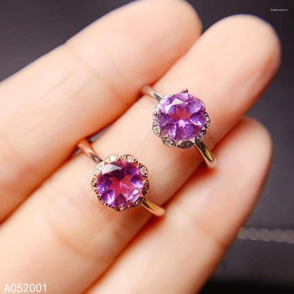 Кластерные кольца kjjeaxcmy fine gewelry amethyst 925 стерлингового серебряного серебряного драгоценного камня кольцо красиво