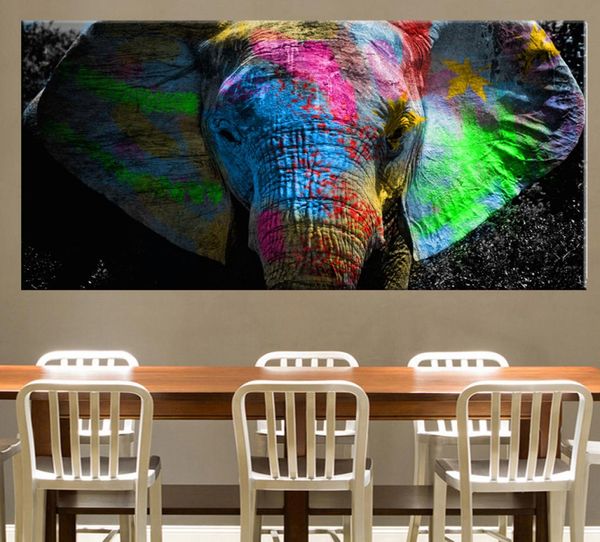 Africa Elefante Animale Paesaggio Pittura a olio su tela Pop Art Poster e stampa Immagine astratta della parete per soggiorno Decor4226229