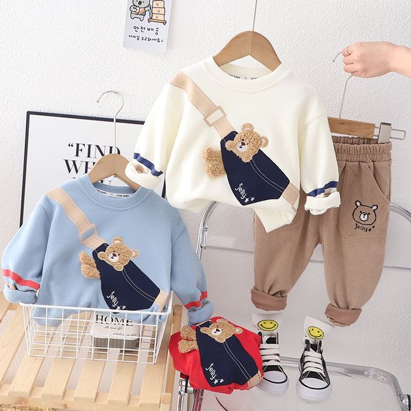 Frühling Herbst Kinder Jungen Kleidung Set Cartoon Bären Baumwollpullover Pullover Hosen 2pcs Outfits Kleinkind Kinder Tracksanzuiten 1-5T