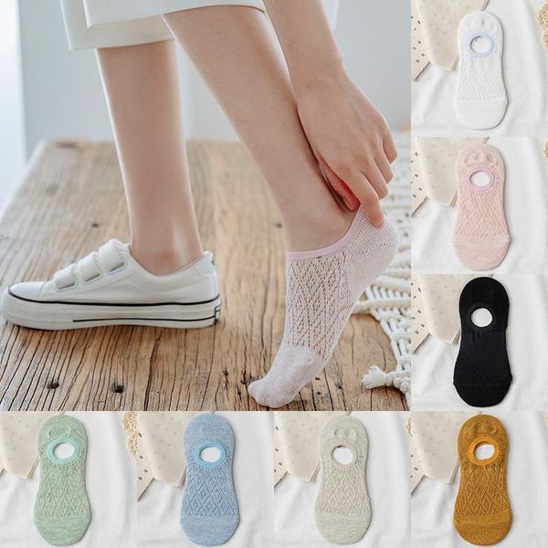 Sports Socks Fashion Arrival Women Solid Color Mesh Summer traspirante in cotone comodo in silicone non slip Invisible Socksports