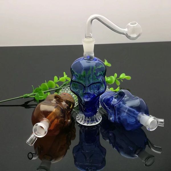 Mini bottiglia d'acqua in vetro con teschio colorato Vetro Bbong Wwater Pipe Smerigliatrice per unghie in titanio, Gorgogliatori di vetro per tubi da fumo Colori misti