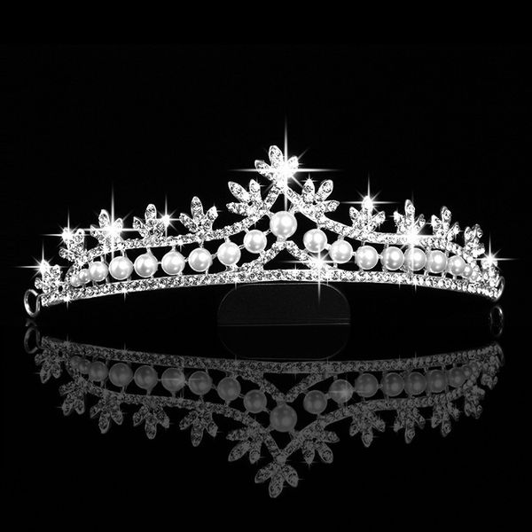 Lindo headpieces brocas cristais coroas de noiva tiaras rainha princesa pérola strass diamante bandana acessórios de cabelo de casamento