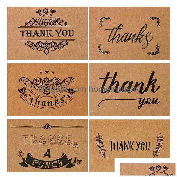 Cartões de felicitações Retro Kraft Paper Thank You Card dobrável Design Imprima gratidão