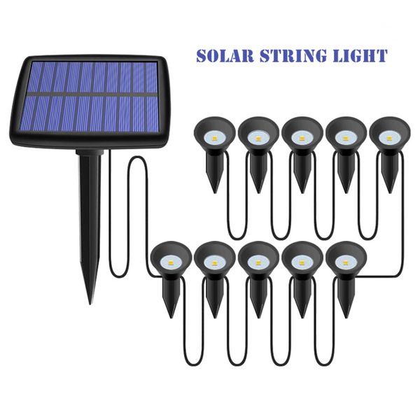 Lâmpada de gramado Solar Spotlights Outdoor, Luzes solares LED de iluminação paisagística, 10 holofotes de LED String String Warm IP65 Luzes solares à prova d'água para jardim de jardim