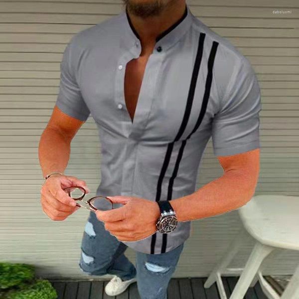 Men's Dress Shirts 3d Men's Hawaiian Shirt Men 3xl Breathable Summer Stitching Retro For Single Row Button Short Sleeve Tops