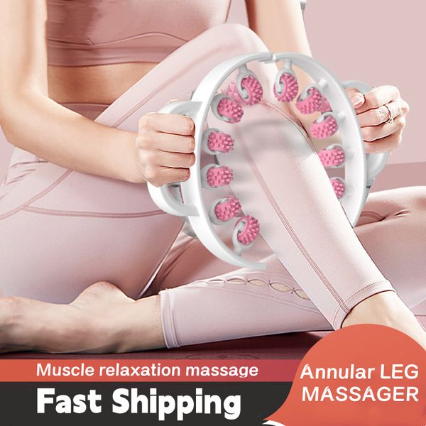 Massagers de pernas Massageador de pernas Multifuncional 12 rodas Rolo de massagem de cobertura total para a Máquina de massagem Manual de Relaxamento Muscular da cintura do braço 230419