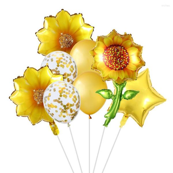 Parti Dekorasyonu 8pcs Ayçiçeği Daisy Gül Folyo Balonları Pembe Beyaz Çiçek Hava Globos Bebek Duş Anneler Günü Düğün Doğum Günü