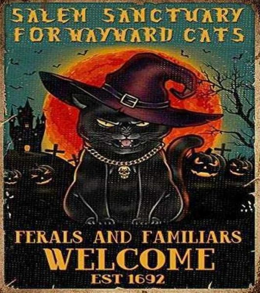 m Wayward Cats için Sanctuary Cadılar Bayramı Teneke BAR KAFA BAR EV Duvar Sanat Dekorasyonu Retro Metal Teneke İşaret 8x12 inç7672881