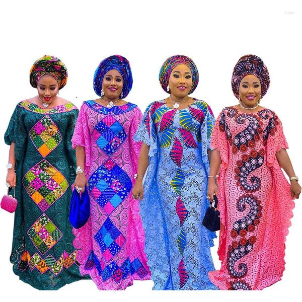 Roupas étnicas africanas mulheres casuais plus size solto dourhiki vestido dama de moda de moda de renda de renda beading hollow muçulmano abaya