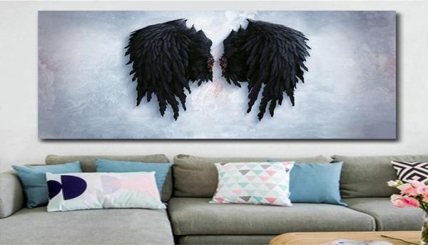 Черные крылья ангела, холст, картина, большой размер, настенная картина, художественная работа, украшение дома, настенный постер, принт, Cuadros Decoracion6995135