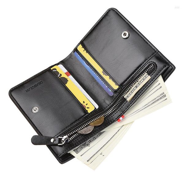 Brieftaschen Globalbags Brieftasche für Männer Luxus-Designer-Leder-Geldbörse Casual Zipper Money Clip Male Business Slim Hipster Holders