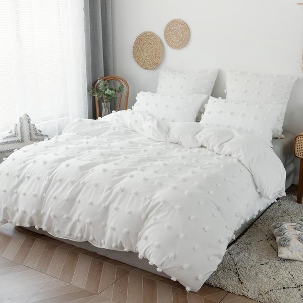 Bedding Sets Nordic Soft fofo solto branco cinza cinza de alta qualidade tampa de edredom conjunto de roupas de cama de colcha de colcha de colcha Tamanho duplo
