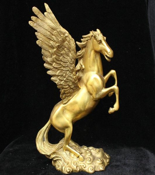 Feng shui chinês Bronze Bronze Sorte Riqueza Animal Fly Zodíaco Ano Estátua de Cavalo 2617053