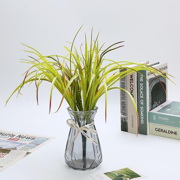 Flores decorativas de 50 cm de orquídea artificial, plantas verdes de mola verde partição, plástico falso bando