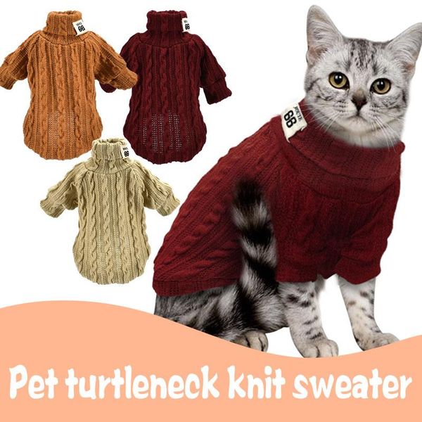 Köpek Giyim Ceket Kedi Köpekler Ceketli Pet Deltleneck Örgü Sweater Triko XS-L Köpek Kış Sonbahar Sıcak Giysiler Hediyeler boşluk