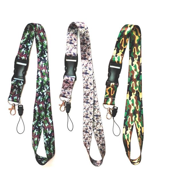 Chaves em 1 Camuflagem Padrão de colméia de colapas de pescoço Id Id Batch Cardchain Keychain Telefone para celular Ribbon Webbing ColaryKeyChains