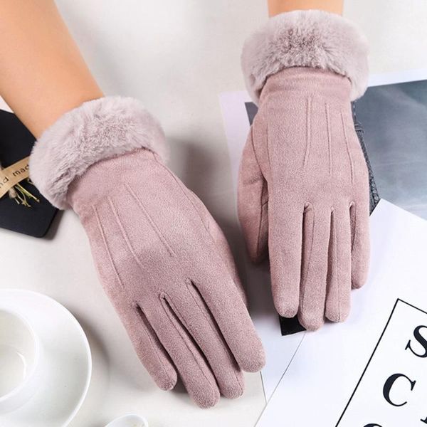 Пять пальцев перчатки женское осень и зимние ветропроницаемые теплые плюс бархат на открытом воздухе
