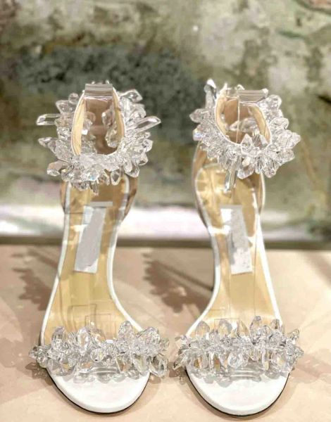 Düğün Gelin Ayakkabıları - Yaz Markaları Maisel Sandalet Lxuxry Kristal / Kristal Kadın Yüksek Topuklular Zarif Akşam Lady Pompalar Kutu.