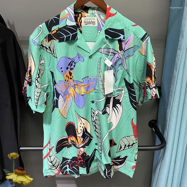 Erkek Tişörtleri Wacko Maria Bitki Baskı T-Shirt Yaz Moda Koleksiyonu Gömlek Günlük Tees Bir Gün Gemi Çıkışı