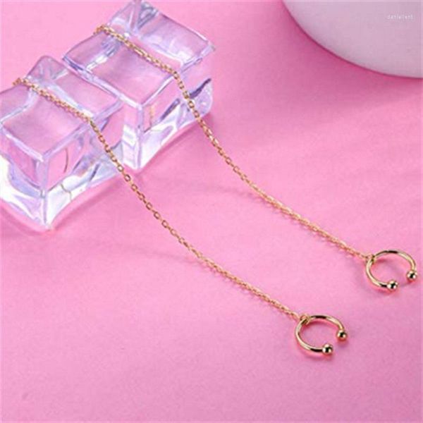 Orecchini a cerchio 2023 Ins Fashion Women Elegant Geometric Ear Clip Nappa Splicing Sexy Party Chain Jewerly