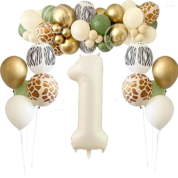 Partydekoration 1 Satz Wildtiermuster Luftballons Set mit 1-9 Zahlenballon für Kinder Dschungel Safari Wald Geburtstagsdekorationen DIY Geschenke