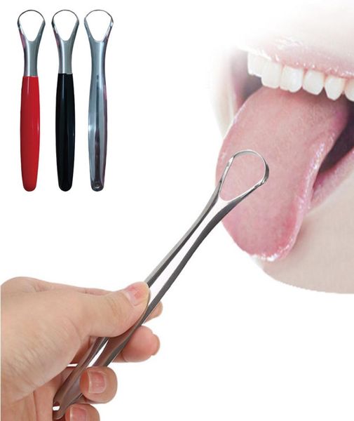 Limpador de raspador de revestimento de língua em aço inoxidável Escova de língua de metal Kit dental Cuidados orais Removedor de sujeira Boca limpa Respiração fresca VT1966450991