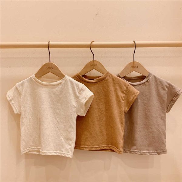 T-Shirts Baby Jungen T-Shirt Mädchen Kinder Kinder Tops Baumwolle Kleidung Kurze Ärmel Sommerkleidung Kleinkind Mädchen T-Shirt Khaki P230419