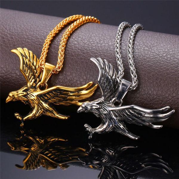 Подвесные ожерелья орла -ожерелье мужская хип -хоп птица Оптовая из нержавеющая сталь Золотая цепочка на шее