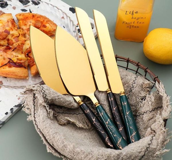 Outros Bakeware Bolo de Casamento Faca e Pá Conjunto de Servidor de Aço Inoxidável Lâminas Banhadas a Ouro Torta Servindo para Aniversários Anniversaries1998743